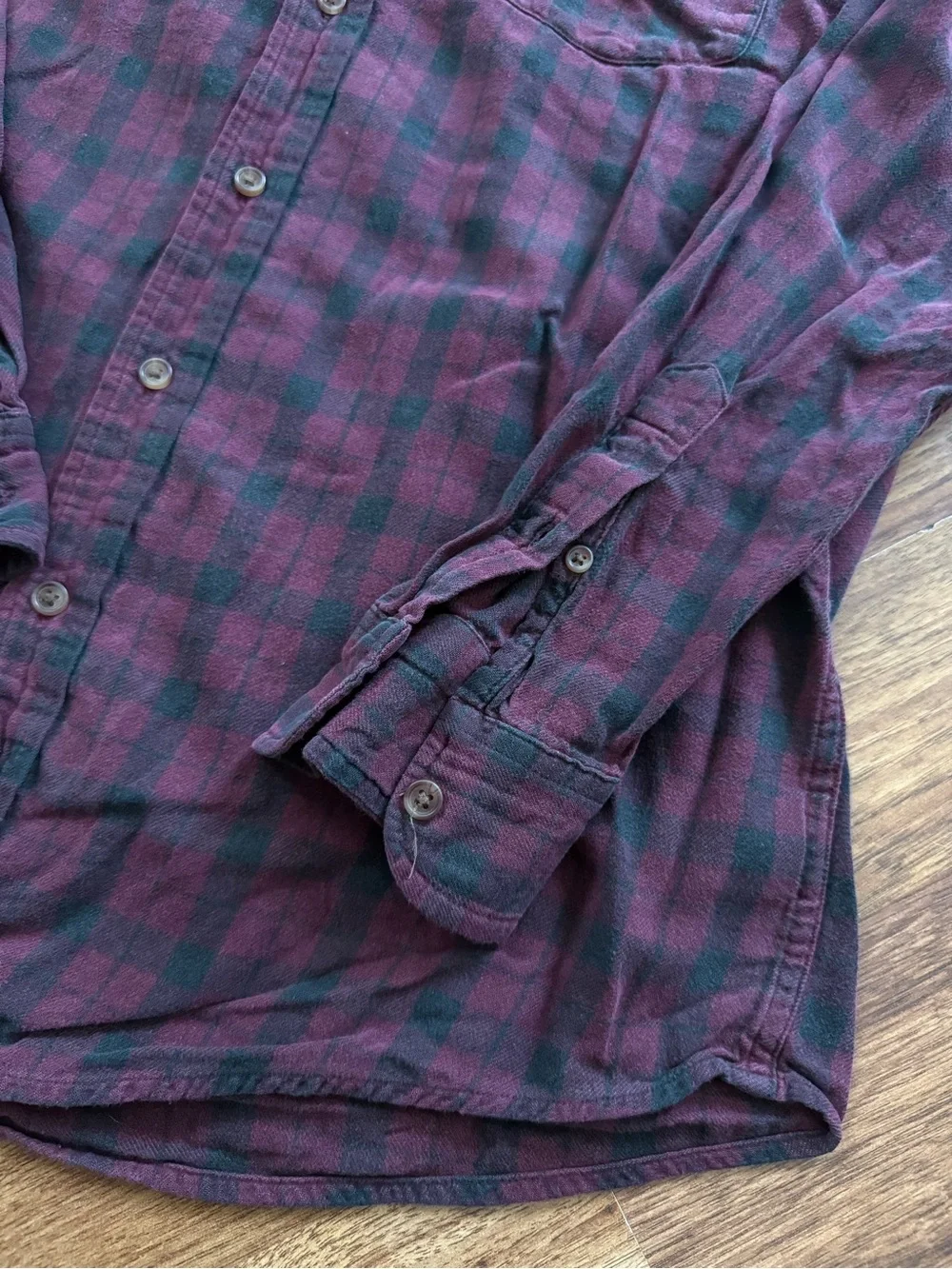 Chaps Men’s Maroon and Black Plaid Button-Down Shirt